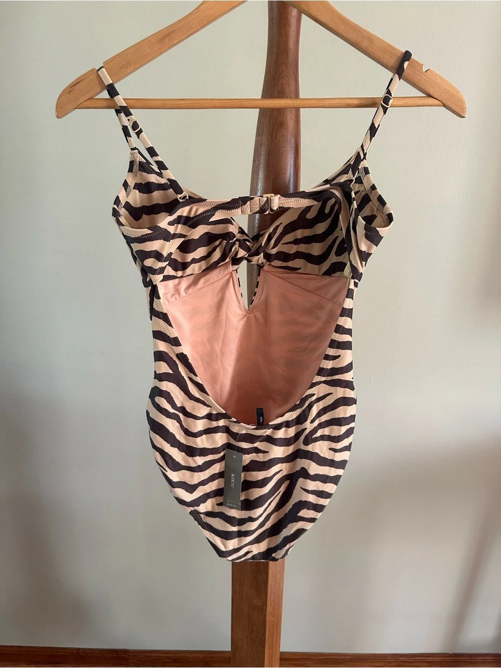 J. Crew Zebra-Print One-Piece Swimsuit in Beige and Black